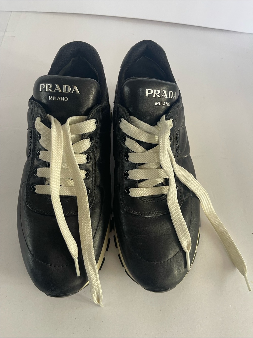 Prada Milano Black Leather Sneakers size 40